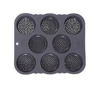 Homeponnew Moule à hamburger à 8 cavités en silicone pour petits pains faits maison, antiadhésif, perforé pour une cuisson uniforme, qualité alimentaire, gris