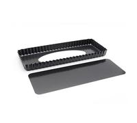 Homeponnew Moule à tarte rectangulaire anti-adhésif 35,6 x 15,2 cm avec fond amovible pour quiche, cheesecake et tarte aux fruits mousse