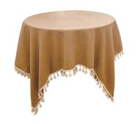 Homeponnew Nappe à pompons en coton et lin mélangé 120 x 120 cm pour réception de mariage et décoration de table à manger E