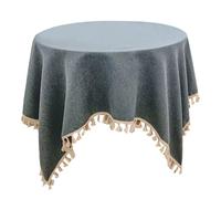 Homeponnew Nappe à pompons en coton et lin mélangé 120 x 120 cm pour réception de mariage et décoration de table à manger C