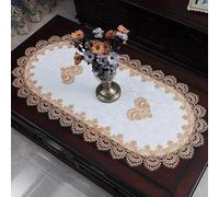 Homeponnew Nappe Ovale Broderie Dentelle pour Table à Manger Table Basse Armoire 50x110cm Tissu Polyester Absorption d'Humidité D