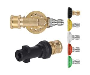 Homeponnew Nettoyeur haute pression à dégagement rapide avec 5 buses et articulation rotative, réglable 5/7 niveaux, jusqu'à 4500 PSI et 2,5 GPM, métal et plastique, pour un nettoyage précis des