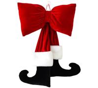 Homeponnew Nœud de Noël en flanelle à suspendre, décoration classique en tissu doux pour sapin de Noël, fenêtres et présentations festives en rouge, disponible en tailles 22 x 15 cm, 40 x 25 cm, 50 x