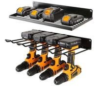 Homeponnew Organiseur mural en acier pour outils électriques pour garage ou atelier - Support de perceuse à 2 niveaux pouvant contenir jusqu'à 4 perceuses électriques, design en maille anti-chute
