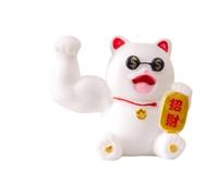Homeponnew Ornement en résine fortune, richesse et chance Selon les croyances du Feng Shui, cette figurine de chat porte-bonheur est censée attirer une bonne décoration en résine