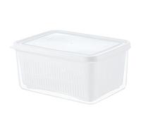 Homeponnew Panier à linge double couche avec couvercle anti-poussière pour cuisine, égoutter et stocker des fruits ou légumes, matériau PP, 19,5 x 26 x 12,5 cm (blanc3)