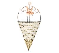 Homeponnew Panier de fleurs mural pour l'intérieur et l'extérieur - Support de pot de fleurs en plastique recyclé - 30 cm de hauteur x 14 cm de largeur - Décor en osier naturel (blanc)