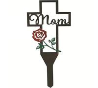 Homeponnew Piquet de jardin en forme de croix en métal pour cimetière, marqueur de tombe ou décoration de cour - Plaque commémorative noire 30 x 15 cm avec construction en fer durable pour une