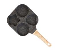 Homeponnew Poêle à hamburger à œufs à quatre trous, revêtement en pierre Maifan antiadhésif, fer lourd et alliage d'aluminium, compatible avec cuisinière à induction, 19 x 19 cm (noir)