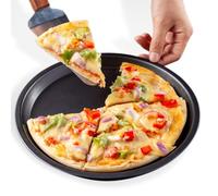 Homeponnew Poêle à pizza ronde de 30,5 cm, plaque de cuisson en acier au carbone antiadhésive pour four à micro-ondes, four et machine à pizza, batterie de cuisine professionnelle pour base de pizza