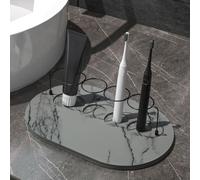 Homeponnew Porte-brosse à dents en métal avec base de diatomite, organisateur de salle de bain à 4 emplacements pour brosses à dents, rasoirs et peignes, absorbant l'eau et antirouille, design peu