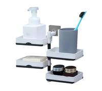 Homeponnew Porte-savon mural rotatif sans perçage 14 x 3 x 8 cm en plastique mural rotatif adapté pour la salle de bain et le rangement, ce porte-savon maximise l'espace de rangement (quatre couches)