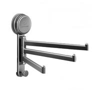 Homeponnew Porte-serviettes mural à ventouse à 3 barres pour salle de bain, cuisine, gris, 20 x 18 cm