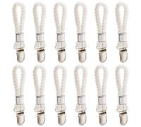 Homeponnew Porte-serviettes, porte-torchons, sans couture, 5 x 1 cm, 13 x 5 x 1 cm, coton et acier inoxydable, convient pour la cuisine et la salle de bain. Caractéristiques : avec cordon (12 pièces)