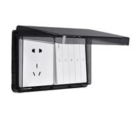 Homeponnew Prise de courant murale extérieure avec indice d'étanchéité IP66 et double interrupteur de sortie pour éclairage de jardin et outils d'extérieur, construction en plastique,