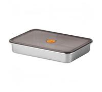 Homeponnew Récipient de conservation alimentaire en acier inoxydable avec couvercle, grande capacité, organiseur de réfrigérateur pour viande, bacon et collations 30 x 21 x 5 cm