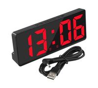 Homeponnew Réveil numérique avec écran miroir, capteur de température à activation vocale, horloge de chevet LED avec fonction date et répétition, 17 x 7 x 2,5 cm