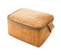 Homeponnew Sac de pique-nique isotherme en osier style rotin pliable imperméable pour camping et voyage 22 x 14 x 12 cm