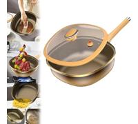 Homeponnew Sauteuse profonde antiadhésive de 30,5 cm avec couvercle et panier vapeur pour une cuisson polyvalente, casserole en métal multifonction pour frire, sauter et cuire à la vapeur Poêle à