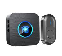 Homeponnew Sonnette sans fil avec 5 niveaux de volume et lumière LED, carillon sans fil étanche pour bureau à domicile, compatible avec portée de 300 m, émetteur à piles, certifié IP55, alerte sonore