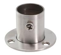 Homeponnew Support de tringle à rideaux en acier inoxydable avec bride ronde pour tuyaux de 19 mm, 22 mm, 25 mm, 32 mm, douille de montage mural/sol/plafond argentée pour penderie