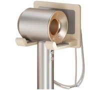 Homeponnew Support mural en aluminium pour sèche-cheveux avec gestion des cordons, organiseur de salle de bain sans perçage pour la plupart des sèche-cheveux, blanc crème