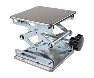 Homeponnew Table élévatrice en acier inoxydable pour travail du bois et laboratoire, hauteur réglable 150 x 150 mm, plate-forme élévatrice manuelle compatible avec bancs industriels