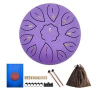 Homeponnew Tambour de langue portable en acier de 15,2 cm avec 11 notes, pour relaxation, yoga, musicothérapie, comprend un sac de rangement pour baguettes et des médiators Violet
