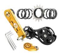 Homeponnew Tendeur de chaîne de vélo à vitesse unique avec double roue de guidage, roue libre 12T-22T pour cassette de 7 à 11 vitesses, aluminium CNC et acier inoxydable, couple réglable, noir/rouge