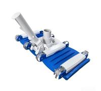 Homeponnew Tête d'aspirateur de piscine de 35,6 cm bleu et blanc avec roues en polyuréthane à faible friction, poignée chromée et grande surface de nettoyage