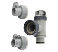 Homeponnew Valve à piston de réservoir et adaptateur de tuyau de type B pour remplacement de piscine Intex, compatible avec piscines hors sol, lot de 3 pièces avec vanne d'arrêt et joints pour pompe à
