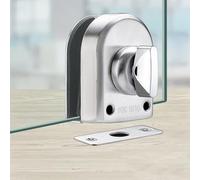 Homeponnew Verrou de porte en acier inoxydable avec bouton rotatif, noyau intérieur en cuivre, pour portes sans cadre trempé de 8 à 12 mm, argenté