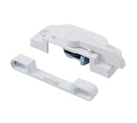 Homeponnew Verrou de renfort de porte pour serrures de châssis en forme de croissant, en alliage de zinc avec bouton blanc, 6,56 x 2,5 x 1 cm, compatible avec portes coulissantes en aluminium, bois