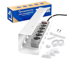 HOMEPROTEK Chemin de Cable Management Bureau pour Une Gestion de Câbles Ordonnée - Goulotte Passe Cable Bureau Durable - Kit Câble Management Haute Qualité avec Installation Facile (x1 Blanc)