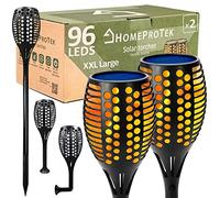 HOMEPROTEK Lampe Torche Solaire Exterieur Jardin - Lot de 2 XXL Grandes Lampe Solaire Exterieur Jardin à 96 LED avec Effet Flamme - Idéal Éclairage pour Chemins et pour tous les Espaces Extérieurs