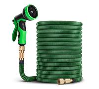 HOMEPROTEK Tuyau d'Arrosage Extensible 30m - Tuyau d’Eau Réglable avec 1/2'' et 3/4'' (19mm et 13mm) Adaptateurs, 9 Modes d'Arrosage, Latex Triple Épaisseur Durable avec Raccords en Laiton et Sac