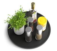 Homerays Lazy Susan Plateau tournant en bambou 30 cm Antidérapant Étagère à épices rotative pour cuisine, garde-manger, armoire, table et plan de travail, noir