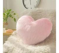 HomeRelax&Style Coussin en forme de cœur et coussin décoratif, 45 x 45 cm, en flanelle douce, sans fermeture éclair, rose