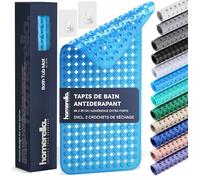 Homerella Tapis de Baignoire Antidérapant 88x39cm - avec Crochets Bleu