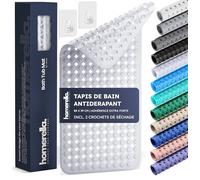 homerella® Tapis de Bain Antiderapant 88x39cm, Fixation INCL., Tapis de Baignoire antidérapant, Tapis antidérapant Baignoire et Douche, résistant aux moisissures Lavable en Machine & sans BPA