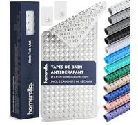 homerella® Tapis de Bain Antiderapant 88x39cm, Fixation INCL., Tapis de Baignoire antidérapant, Tapis antidérapant Baignoire et Douche, résistant aux moisissures Lavable en Machine & sans BPA