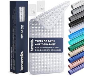 homerella® Tapis de Bain Antiderapant 88x39cm, Fixation INCL., Tapis de Baignoire antidérapant, Tapis antidérapant Baignoire et Douche, résistant aux moisissures Lavable en Machine & sans BPA