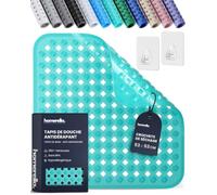 homerella Tapis de Douche antidérapant 53x53 cm avec 2 Crochets de séchage | Antibactérien, 100% sans BPA & Résistant aus Moissures, Tapis Antidérapant Douche carré, Lavable en Machine