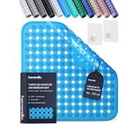 homerella Tapis de Douche antidérapant 53x53 cm avec 2 Crochets de séchage | Antibactérien, 100% sans BPA & Résistant aus Moissures, Tapis Antidérapant Douche carré, Lavable en Machine