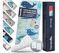 Homerella Tapis de Enfants Bain antidérapant 100x40 cm - Tapis antidérapant Baignoire et antibactérien - Extra Confortable & Suspension Inclus - pour Enfants et bébés - sans BPA et Lavable en Machine