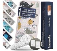 Homerella Tapis de Enfants Bain antidérapant 100x40 cm - Tapis antidérapant Baignoire et antibactérien - Extra Confortable & Suspension Inclus - pour Enfants et bébés - sans BPA et Lavable en Machine
