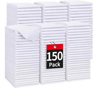 HOMERHYME Lot de 150 chiffons de nettoyage, chiffons de nettoyage en microfibre, lingettes de nettoyage multi-usages non pelucheuses pour voiture, magasin, bureau, ménage 29,2 x 29,2 cm, blanc