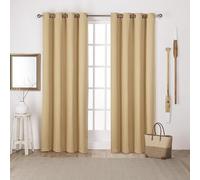 HOMEROKK Lot de 2 Rideaux Occultants 100% Polyester (Beige, 140 X 260 cm)