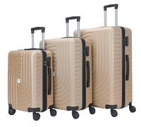 HOMEROKK PARIS Lot de 3 Valises 20"/24"/28" I Coque Rigide en ABS I Serrure à Code I 4 Roues à 360° I (Champagne)