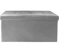 HOMEROKK PARIS - Pouf Coffre de Rangement - Qualité supérieure - Similicuir - Repose Pied -Tabouret Pliant - Bureau - Jouet Enfant - Charge Max de 200 kg (Gris, Rectangle)